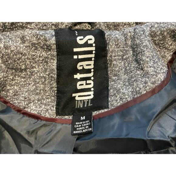 d.e.t.a.i.l.s INTL WOMEN'S GRAY HOODED FLEECE HERRINGBONE JACKET M RN# 15101 - Picture 6 of 11